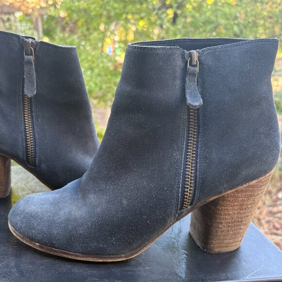 BP Navy Suede Zip Ankle Bootie - Picture 1 of 6